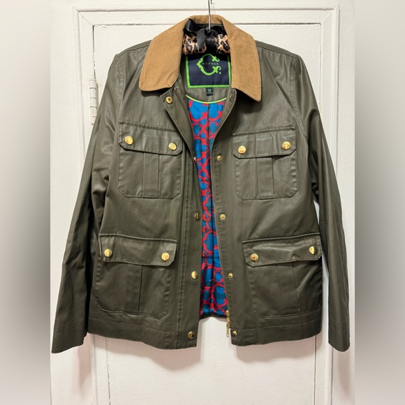 C. Wonder Lightweight Utility Barn Jacket Olive Green Corduroy Medium Fisherman - Picture 2 of 5